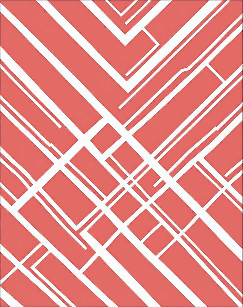 Coral Abstract Geometric Stripe Pattern Rug