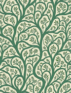 Elegant Green Tree Branch Pattern Rug