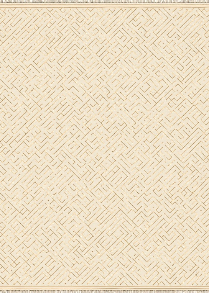 Cream Golden Maze Line Rug