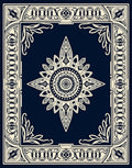 Ornate Starburst Border Medallion Design Rug