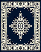 Ornate Starburst Border Medallion Design Rug