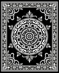 Intricate Black and White Mandala Design Rug