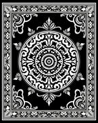 Intricate Black and White Mandala Design Rug