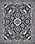 Classic Black White Floral Medallion Rug