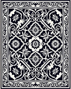 Classic Black White Floral Medallion Rug
