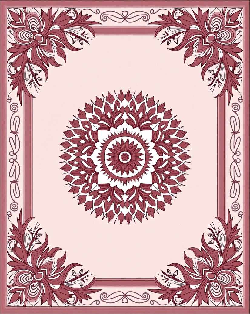 Elegant Scrollwork Floral Mandala Rug