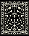 Vintage Birds Floral Vine Scroll Rug