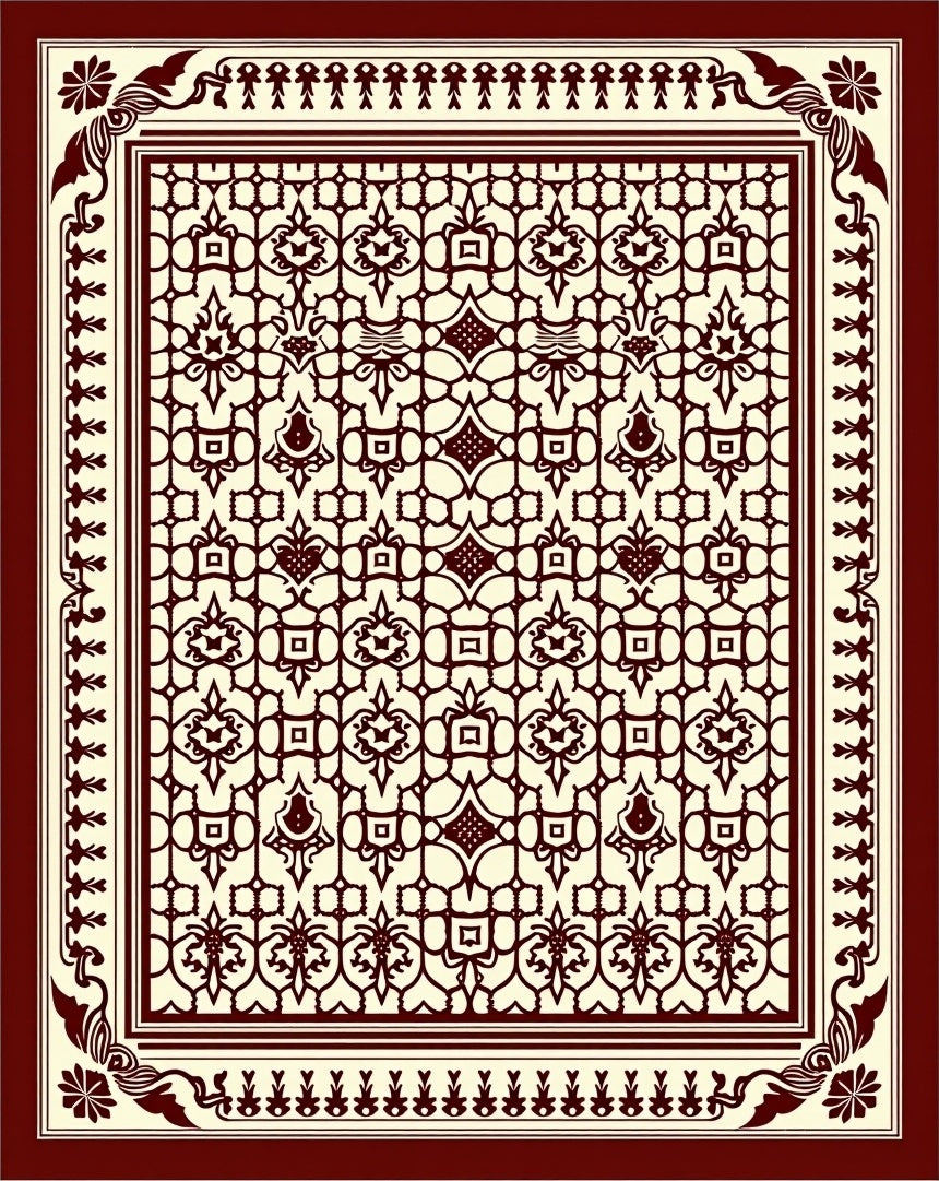 Intricate Lattice Geometric Pattern Rug