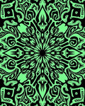 Black Neon Green Mandala Pattern Rug