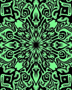Black Neon Green Mandala Pattern Rug