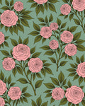 Pink Rose Floral Branch Pattern Rug