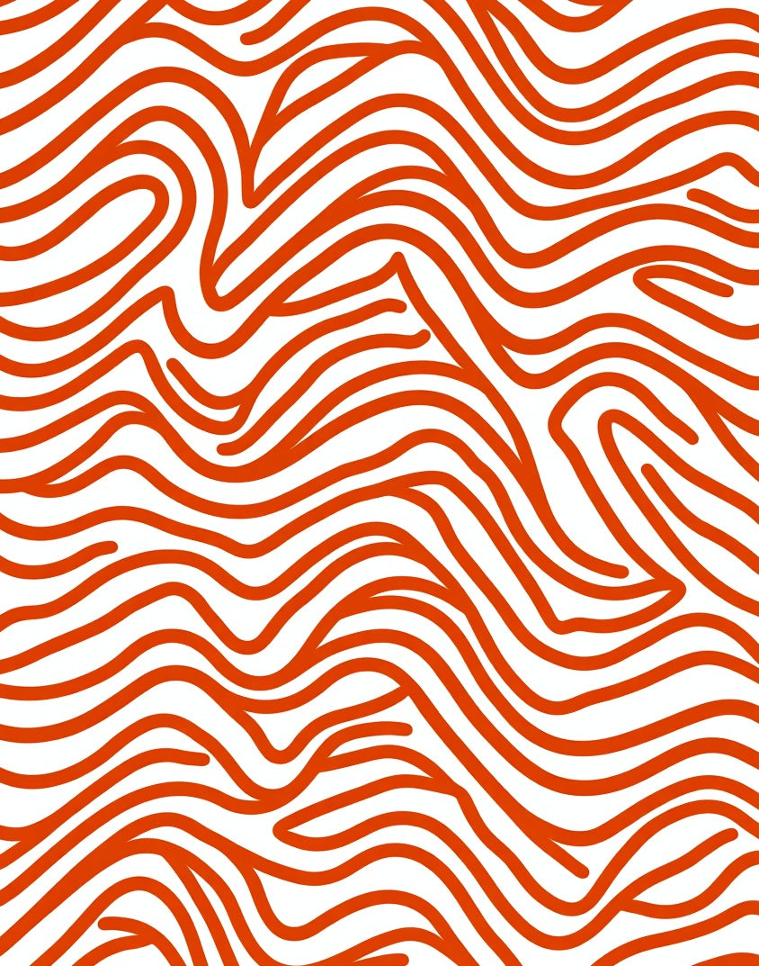 Bold Red Wavy Lines Rug