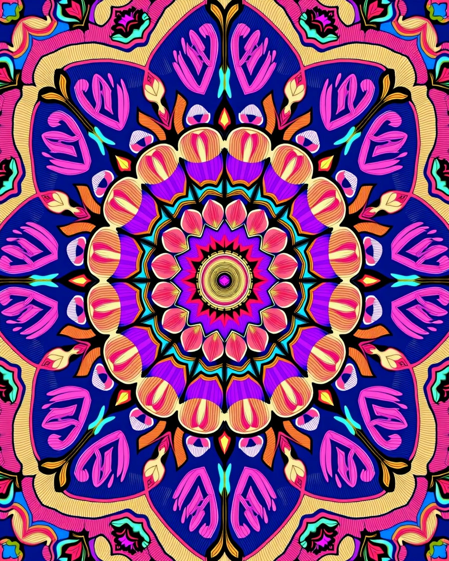 Vibrant Abstract Mandala Pattern Rug