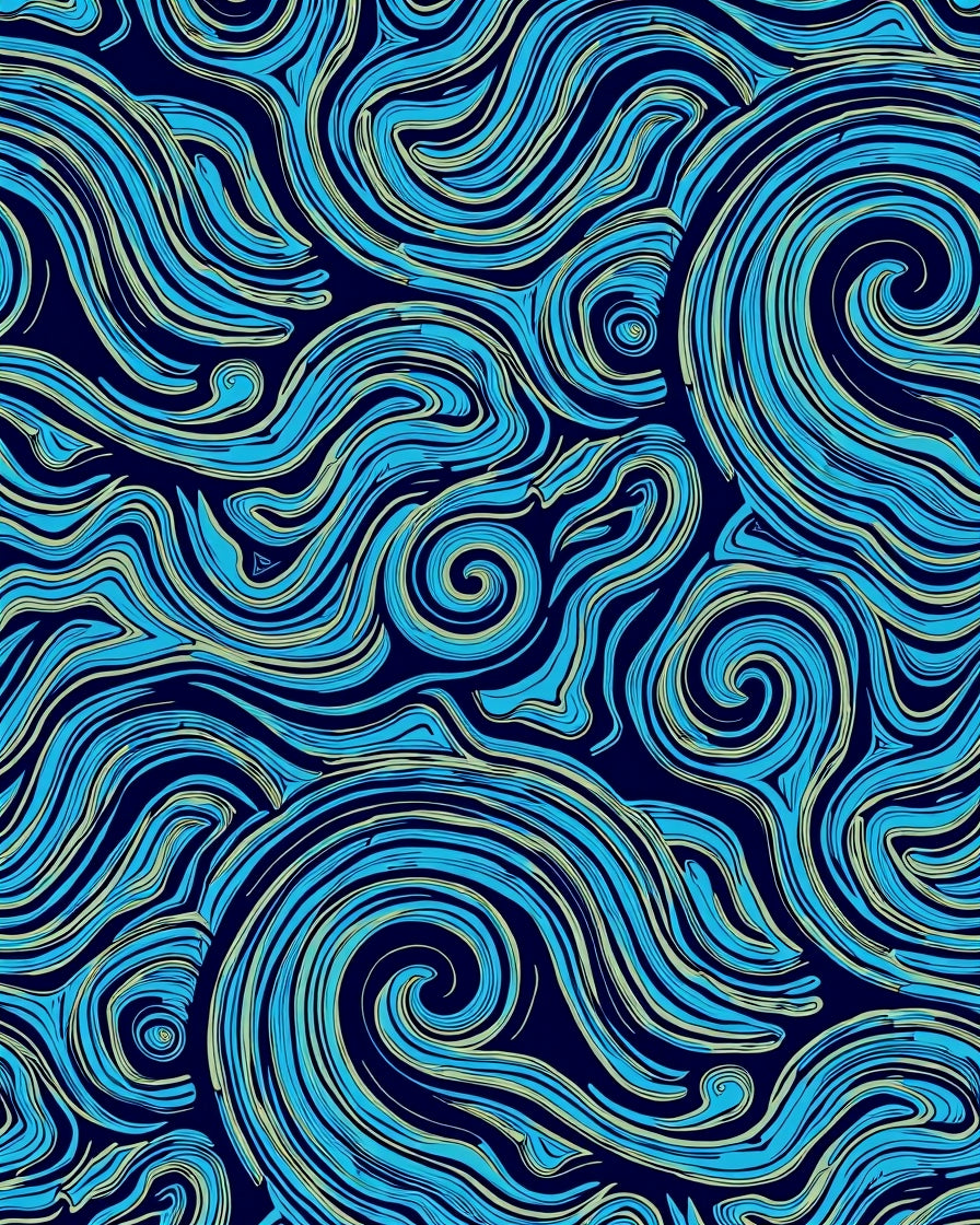 Abstract Blue Swirl Pattern Rug
