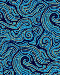 Abstract Blue Swirl Pattern Rug