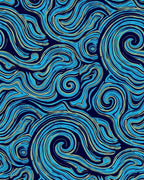 Abstract Blue Swirl Pattern Rug
