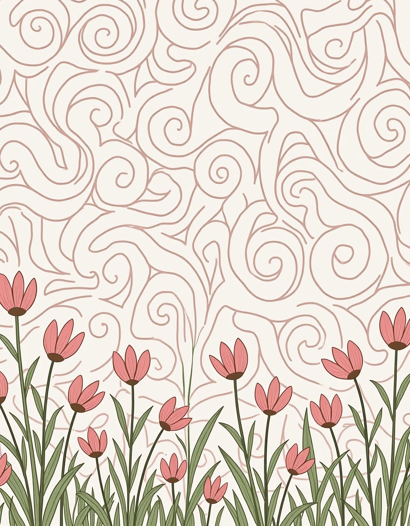 Whimsical Bloom And Swirl Pattern Rug