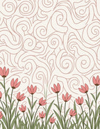 Whimsical Bloom And Swirl Pattern Rug