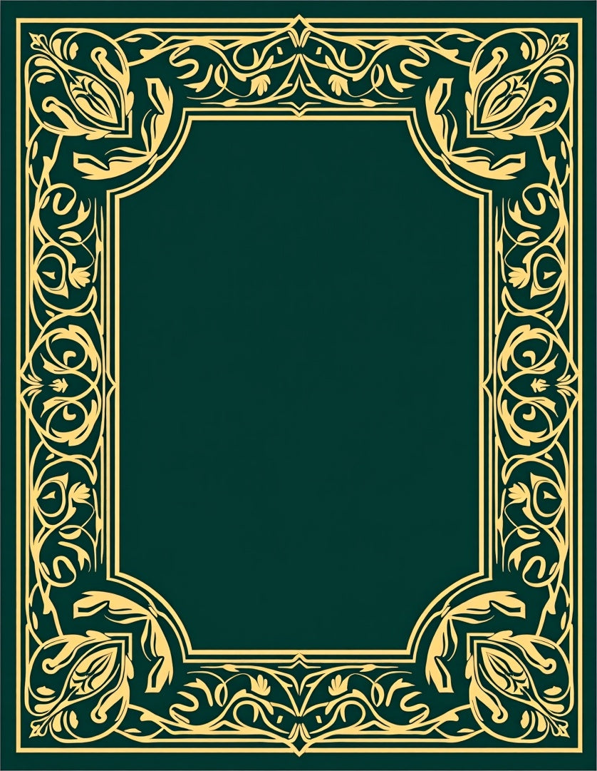 Ornate Gold Floral Border Rug