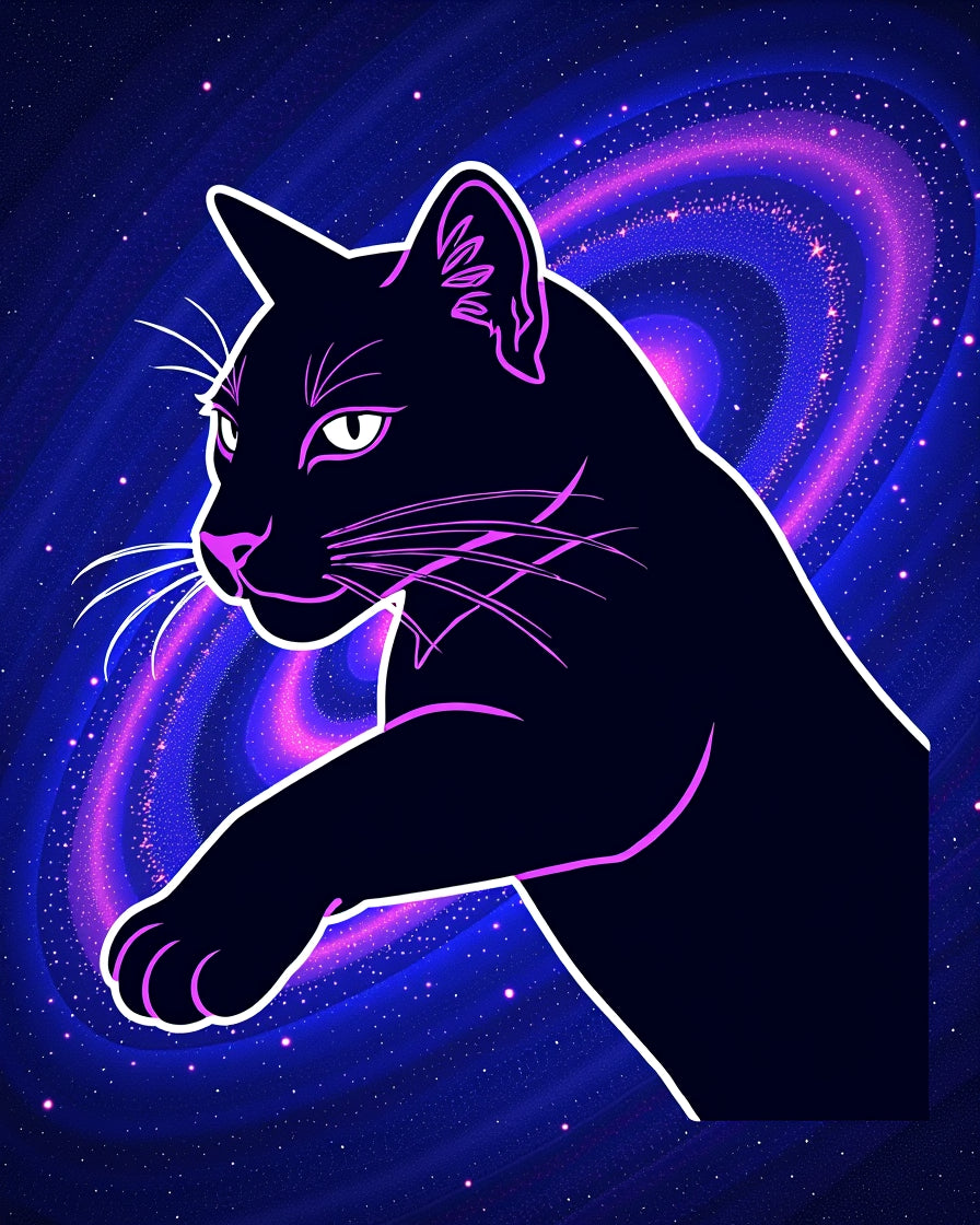 Cosmic Cat Galaxy Print Design Rug