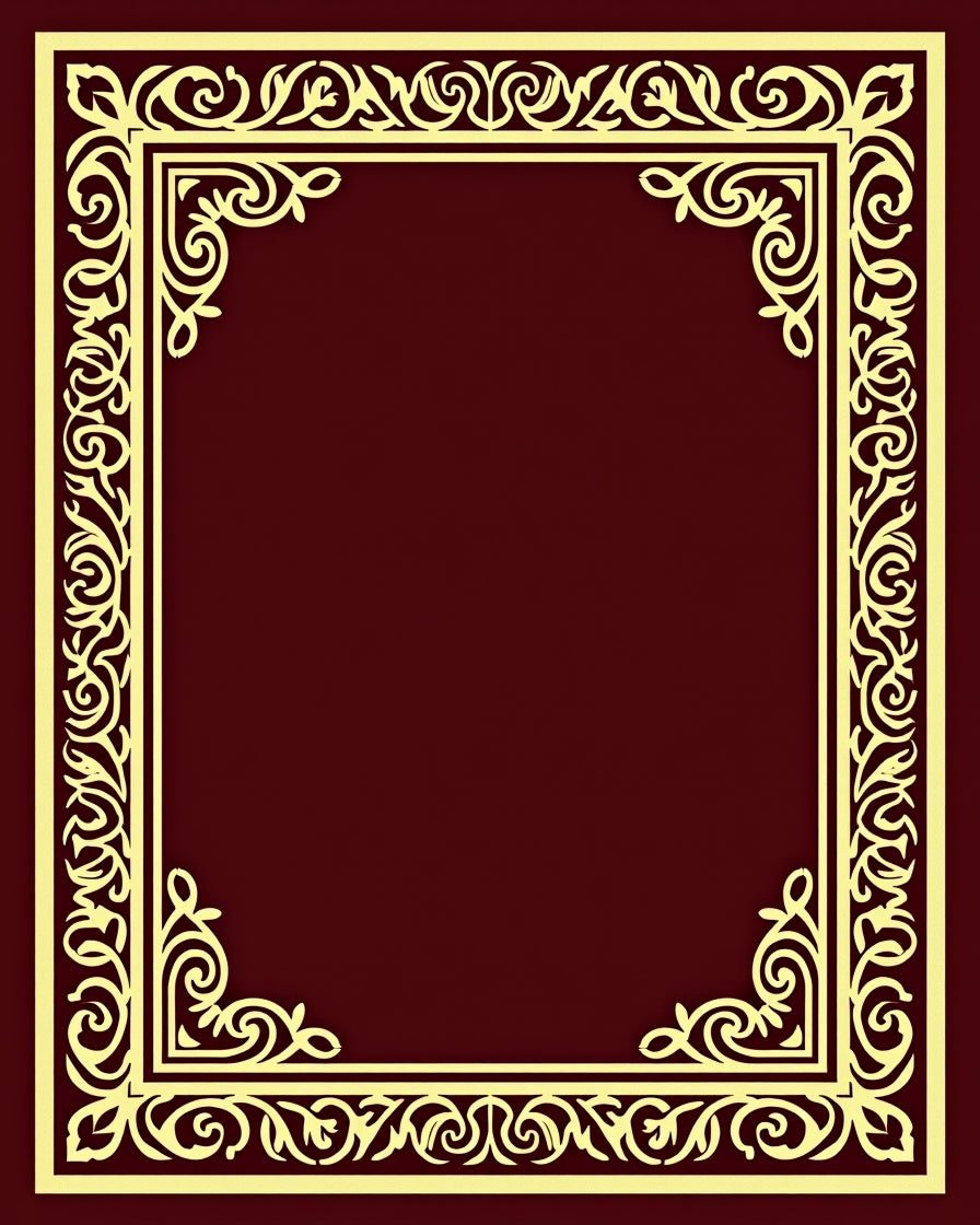 Elegant Gold Scrollwork Border Design Rug