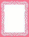 Pink White Ornate Swirl Border Rug