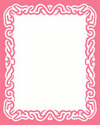 Pink White Ornate Swirl Border Rug