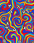 Vibrant Soccer Balls Swirl Pattern Rug