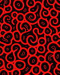 Abstract Organic Red Black Swirls Rug