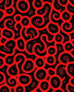 Abstract Organic Red Black Swirls Rug