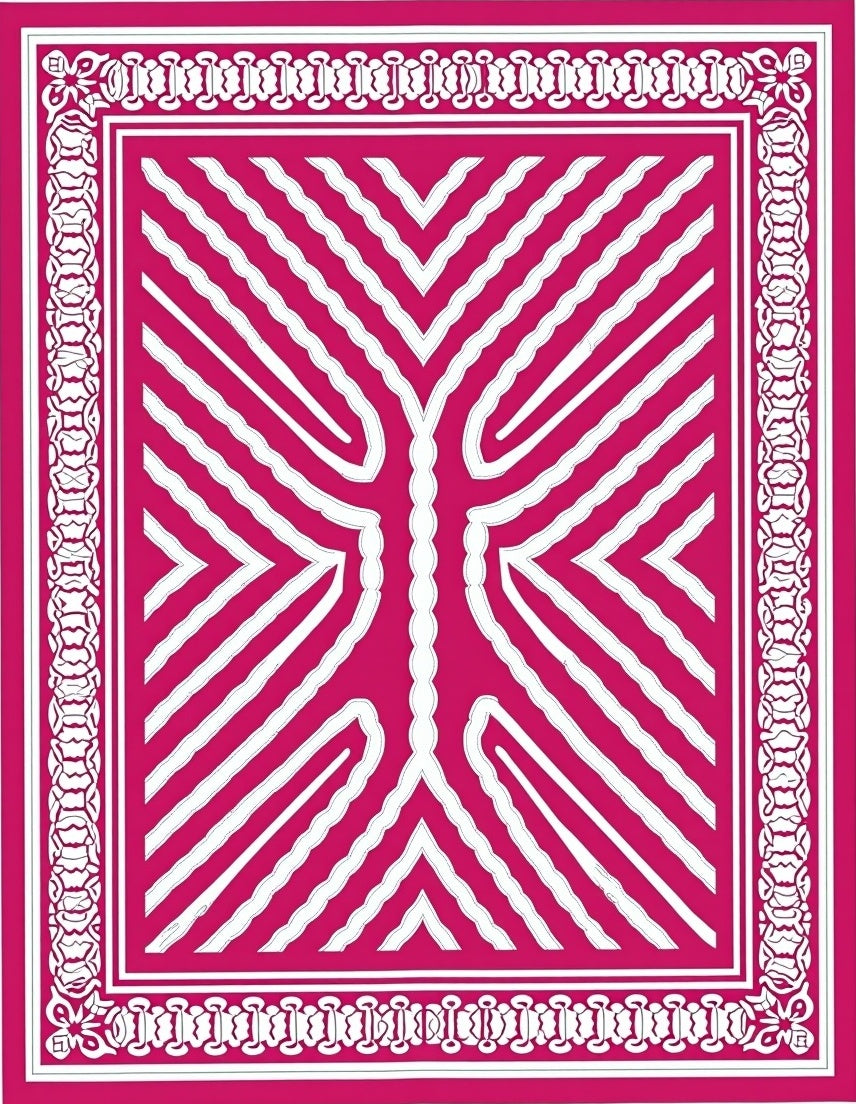 Vibrant Pink White Abstract Stripe Rug