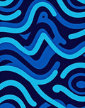 Deep Blue Wavy Lines Rug