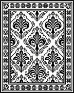 Classic Fleur-De-Lis Black and White Pattern Rug