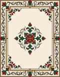 Ornate Floral Scrollwork Border Design Rug