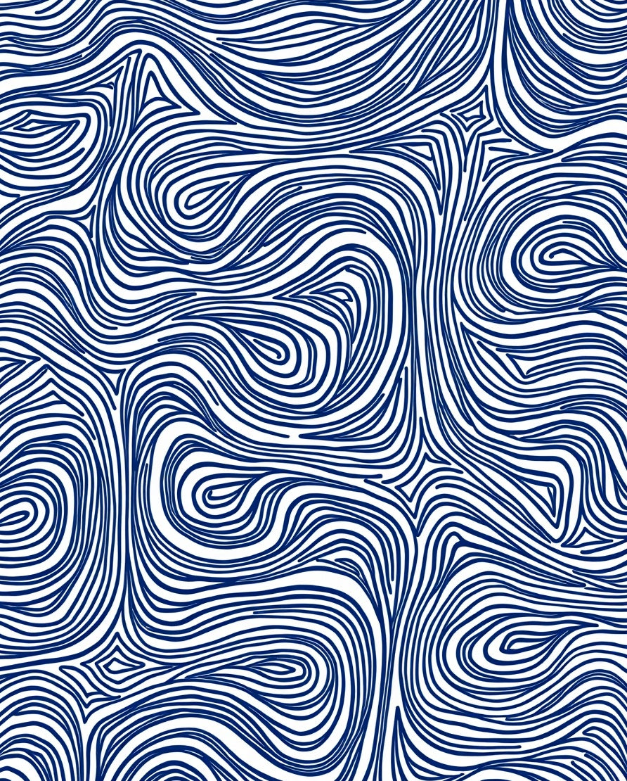 Abstract Blue Line Vortex Pattern Rug
