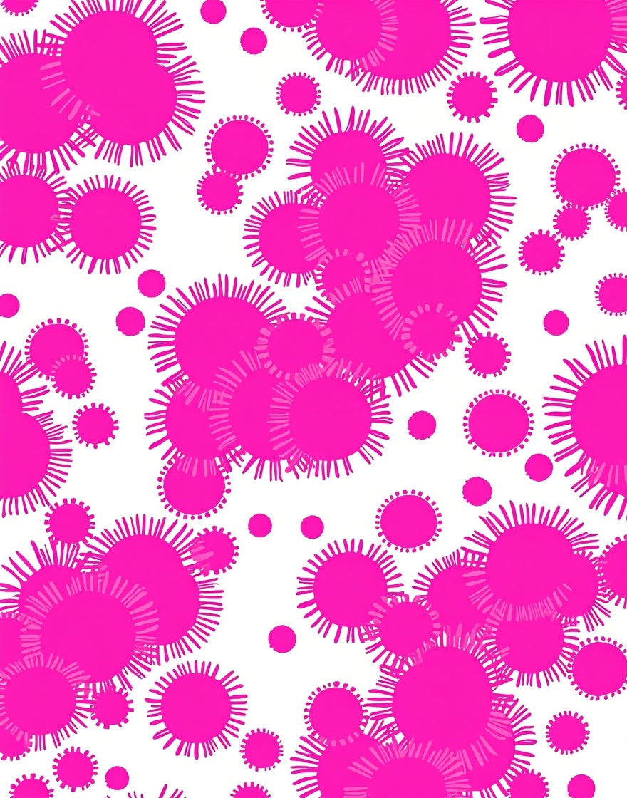 Vibrant Pink Spiky Circles Pattern Rug