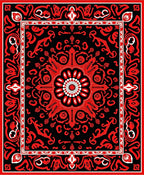 Bold Red Black Floral Mandala Rug