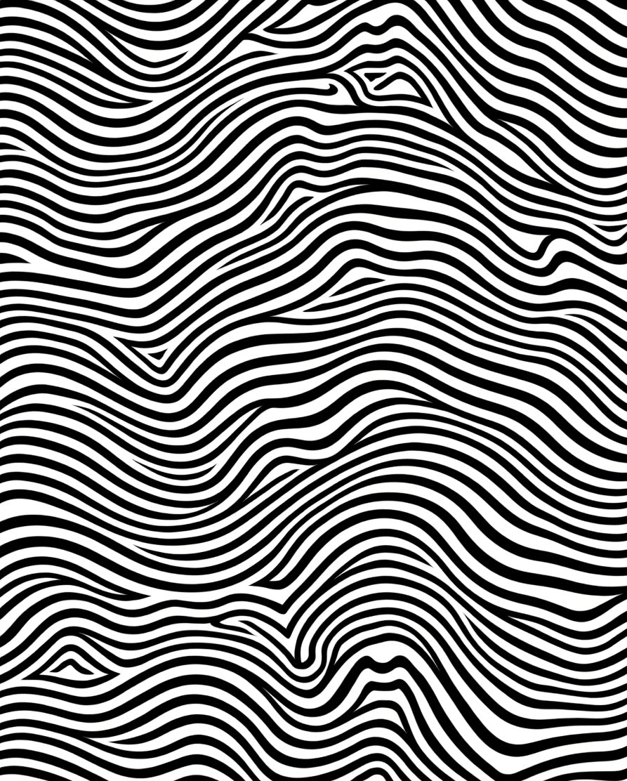 Bold Black White Wavy Pattern Rug