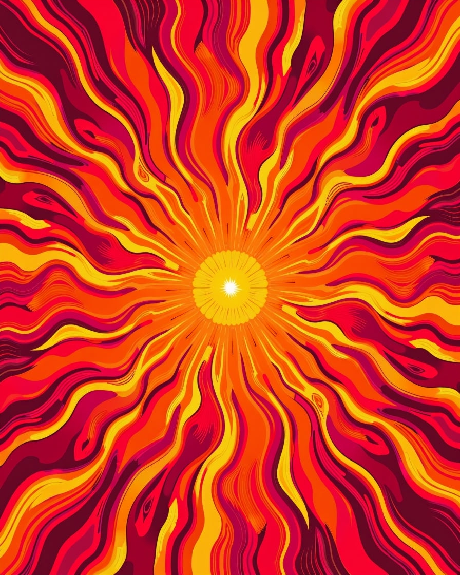 Radiant Sunburst Abstract Waves Rug