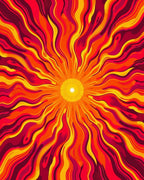 Radiant Sunburst Abstract Waves Rug