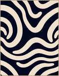 Cream Swirl Navy Abstract Rug