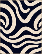 Cream Swirl Navy Abstract Rug