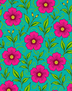 Vibrant Fuchsia Floral Swirl Pattern Rug