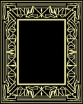 Pale Yellow Art Deco Geometric Border Rug