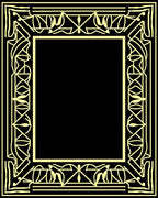 Pale Yellow Art Deco Geometric Border Rug