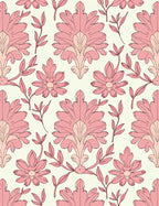 Pink Floral Acanthus Damask Pattern Rug