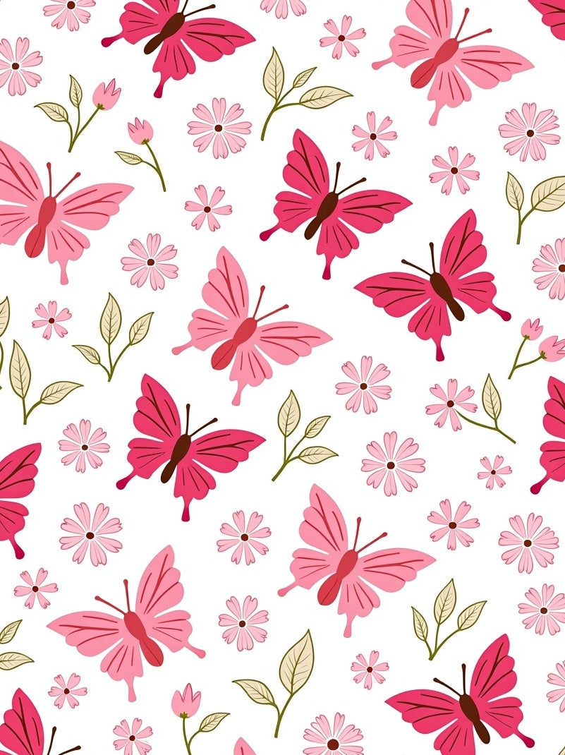 Pink Butterfly Blossom Pattern Rug
