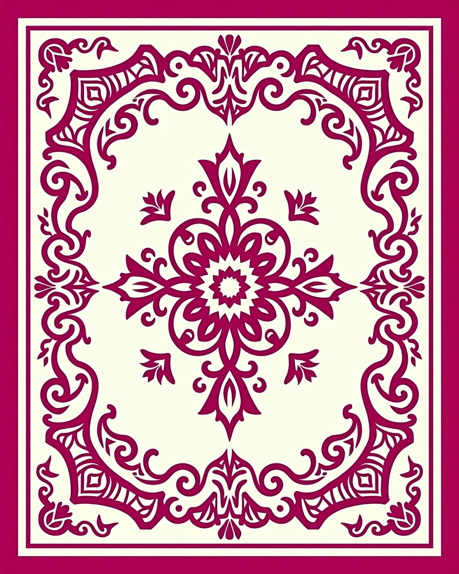 Elegant Crimson Floral Medallion Rug