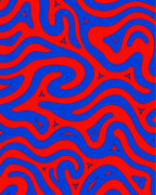 Bold Blue Red Swirl Pattern Rug