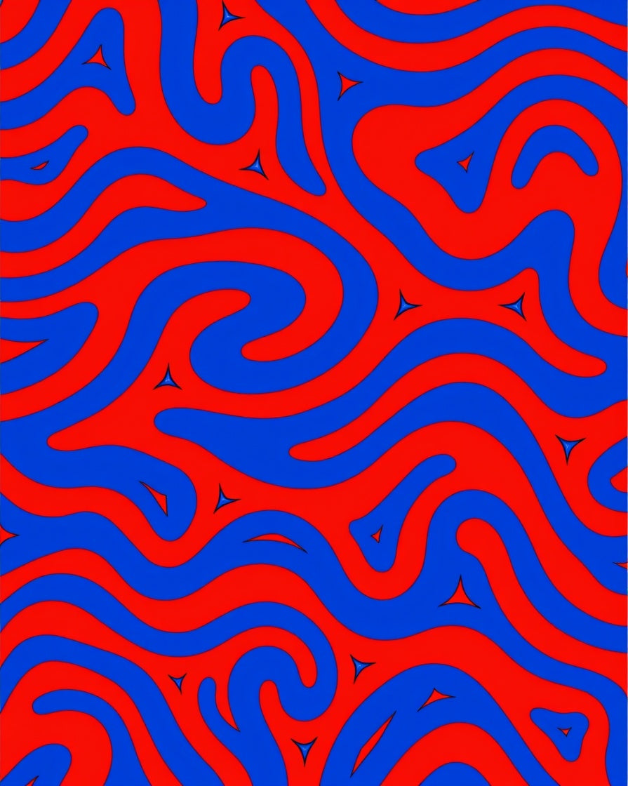 Bold Blue Red Swirl Pattern Rug